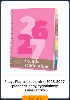 Planer akademicki Rileys & Co 2026-2027 planer dzienny tygodniowy i miesięczny promocja w Amazon