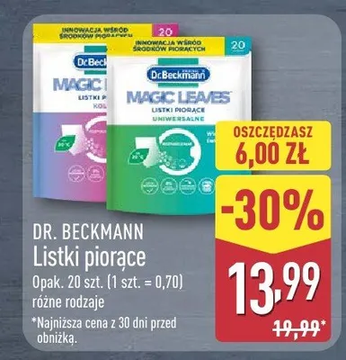 Listki piorące Dr. Beckmann Magic Leaves promocja w Aldi