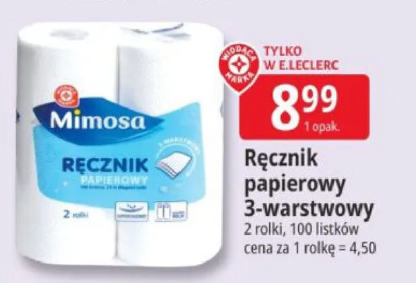 Ręcznik papierowy 3-warstwowy promocja w Leclerc