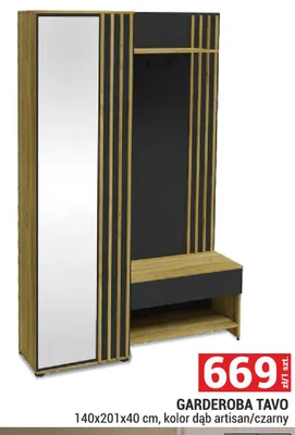 Garderoba Tavo 140x201x40cm, kolor dąb artisan/czarny promocja w Merkury Market