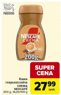Kawa rozpuszczalna NESCAFE CREMA 200 g promocja w Carrefour