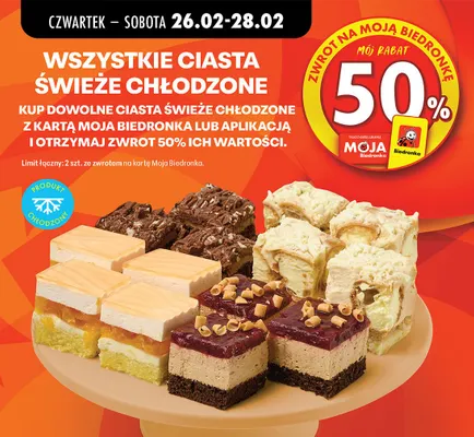 Ciasta świeże chłodzone promocja w Biedronka