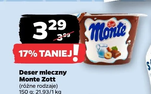 Deser mleczny Monte Zott promocja w Netto