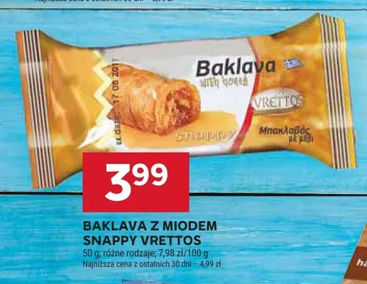 Baklava z miodem Snappy Vrettos promocja w Stokrotka