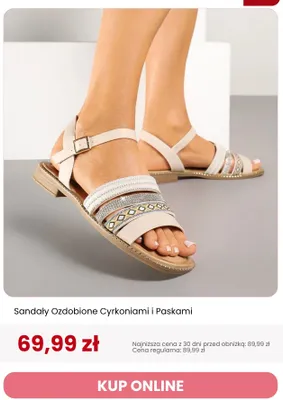 Sandały damskie Renee Ozdobione Cyrkoniami i Paskami promocja w Renee