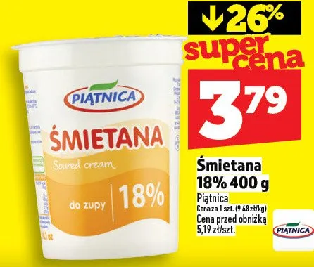 Śmietana 18% promocja w TOPAZ