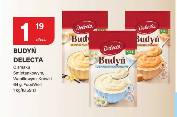 Budyń Delecta o smaku śmietankowym promocja w Chorten