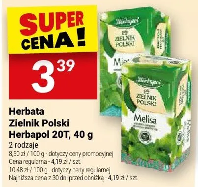 Herbata Zielnik Polski Herbapol melisa promocja w Twój Market
