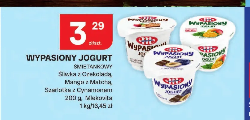 Jogurt śmietankowy Mlekovita Wypasiony Śliwka z Czekoladą promocja w Chorten