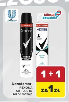 Dezodorant spray Rexona Invisible Aqua promocja w Carrefour Market
