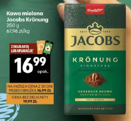 Kawa mielona Jacobs Krönung promocja w Delikatesy Centrum