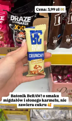 Baton BeRAW! Crunchy Almond Salty Caramel promocja w Dino