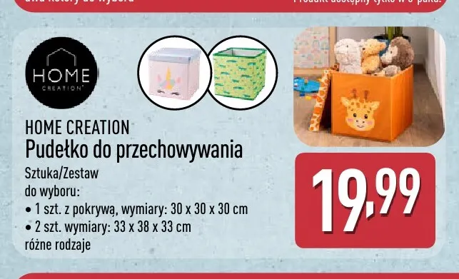 Pudełko do przechowywania 2-pak 33x38x33 cm Home Creation promocja w Aldi