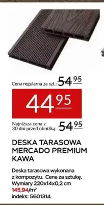 Deska tarasowa Mercado Premium kawa 220x14x0,2cm promocja w Abra Meble