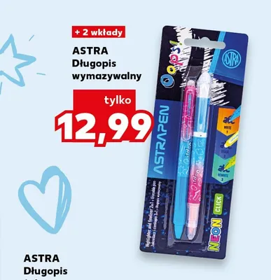 Długopis wymazywalny Astra + 2 wkłady promocja w Kaufland