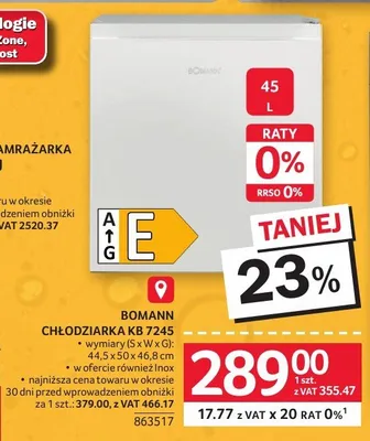 Chłodziarka BOMANN KB 7245 promocja w Selgros