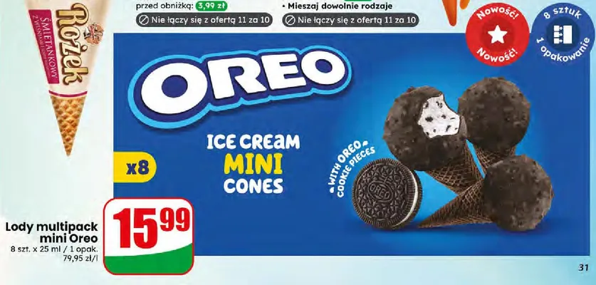 Lody multipack mini Oreo Ice Cream Mini Cones promocja w Dino