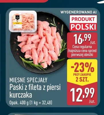 Paski z fileta z piersi kurczaka Mięsne Specjały promocja w Aldi