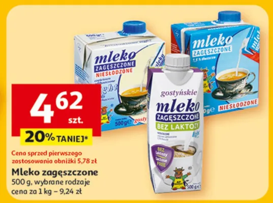 Mleko zagęszczone różne rodzaje promocja w Auchan