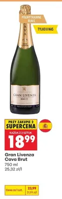 Wino Gran Livenza Cava Brut półwytrawne białe promocja w Biedronka