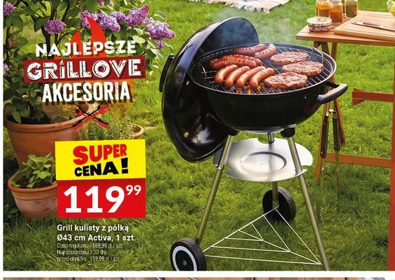 Grill kulisty z półką Activa Ø43cm promocja w Twój Market