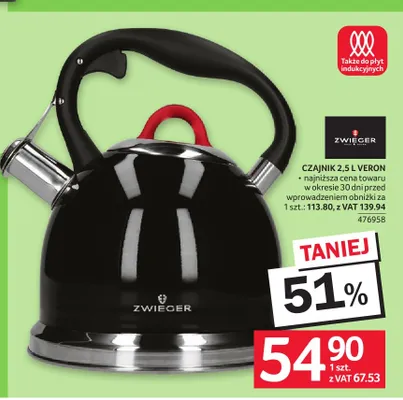 Czajnik 2,5 l Veron Zwieger promocja w Selgros