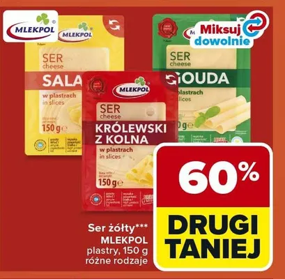 Ser żółty MLEKPOL plastry promocja w Carrefour