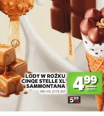 Lody w rożku Cinque Stelle XL Sammontana promocja w Stokrotka
