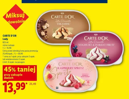 Lody Raspberry Spritz Carte D'Or promocja w Lidl