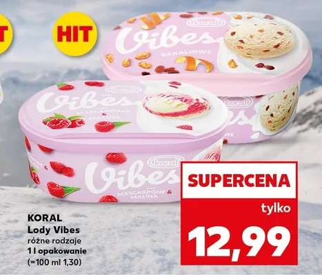 Lody Koral Vibes Mascarpone & Malina promocja w Kaufland
