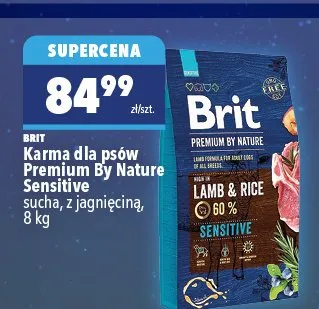 Karma dla psów Premium By Nature Sensitive sucha z jagnięciną BRIT promocja w Biedronka Home