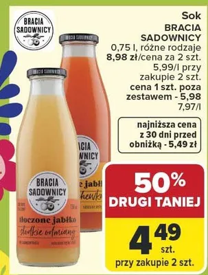 Sok tłoczone jabłko promocja w Carrefour Market