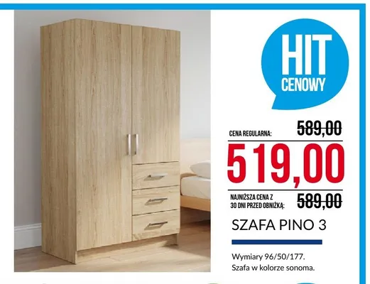 Szafa Pino 3 promocja w Abra Meble