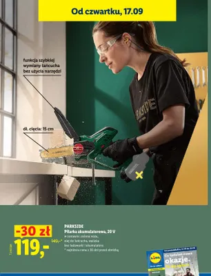 Pilarka akumulatorowa 20V Parkside promocja w Lidl