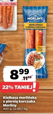 Kiełbasa morlińska z piersią kurczaka Morliny promocja w Netto