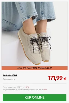 Sneakersy Guess Jeans promocja w eobuwie.pl
