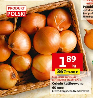 Cebula kalibrowana 60 mm+ promocja w Auchan