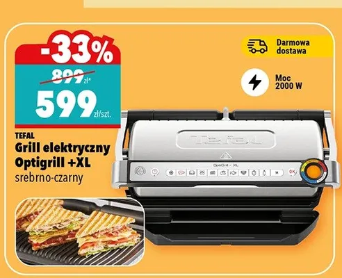 Grill elektryczny Optigrill + XL srebrno-czarny promocja w Biedronka