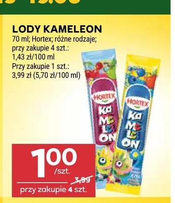Lody Kameleon Hortex niebiesko-żółte promocja w Stokrotka