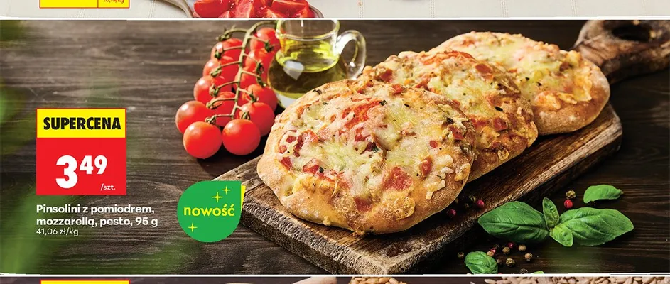 Pinsolini z pomidorem, mozzarellą, pesto promocja w Biedronka