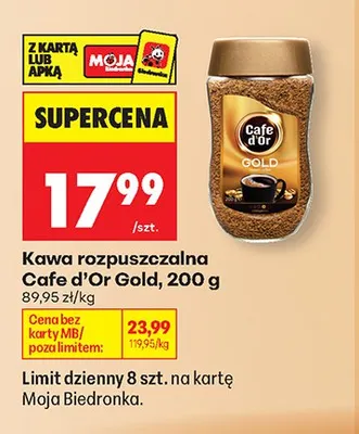Kawa rozpuszczalna Cafe d'Or Gold promocja w Biedronka