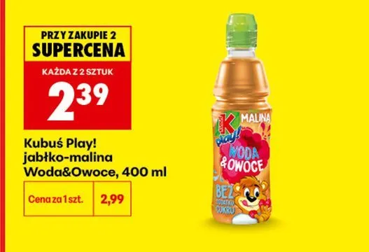 Napój Kubuś Play! jabłko-malina Woda&Owoce promocja w Biedronka