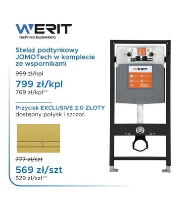 Przycisk spłukujący WERIT EXCLUSIVE 2,0 ZŁOTY promocja w Blu Salony Łazienek