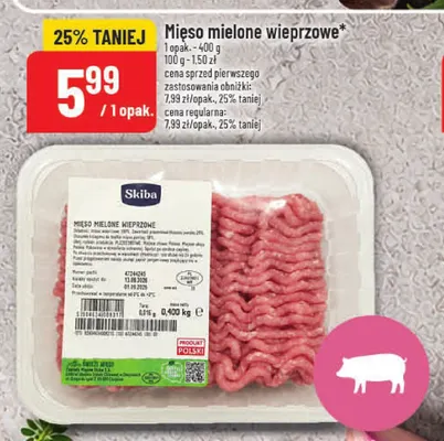 Mięso mielone wieprzowe Skiba promocja w POLOmarket