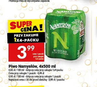 Piwo Namysłów 4-pak 500 ml promocja w Twój Market