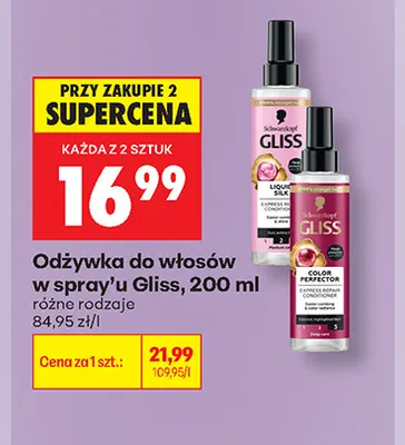 Odżywka do włosów w spray'u Gliss promocja w Biedronka