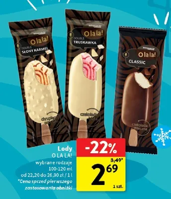 Lody Double Słony Karmel O la la! promocja w Intermarche