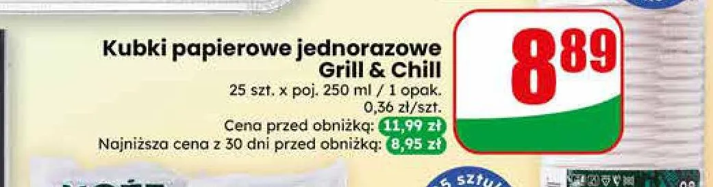 Kubki papierowe jednorazowe Grill & Chill 250 ml promocja w Dino