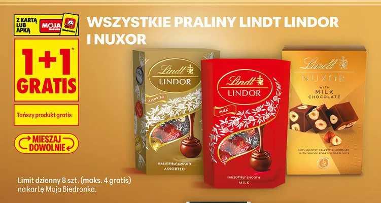 Praliny Lindt Nuxor with Milk Chocolate promocja w Biedronka
