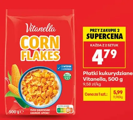 Płatki kukurydziane Vitanella promocja w Biedronka